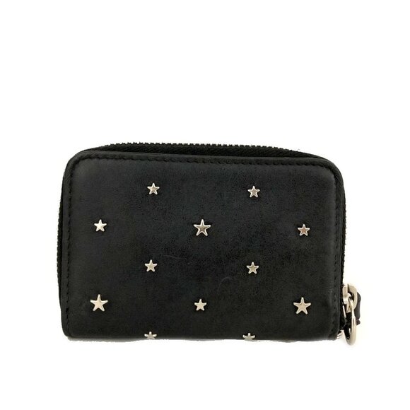 Jimmy Choo MALONE YSN Flat Star Studs Leather Card Case Black/7BH0095 - Picture 4 of 8